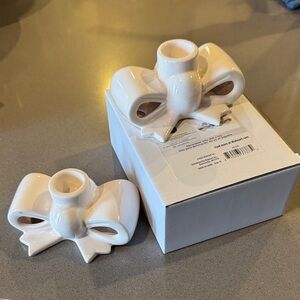 My Texas house Chic White Bow Candle Holder. Nib